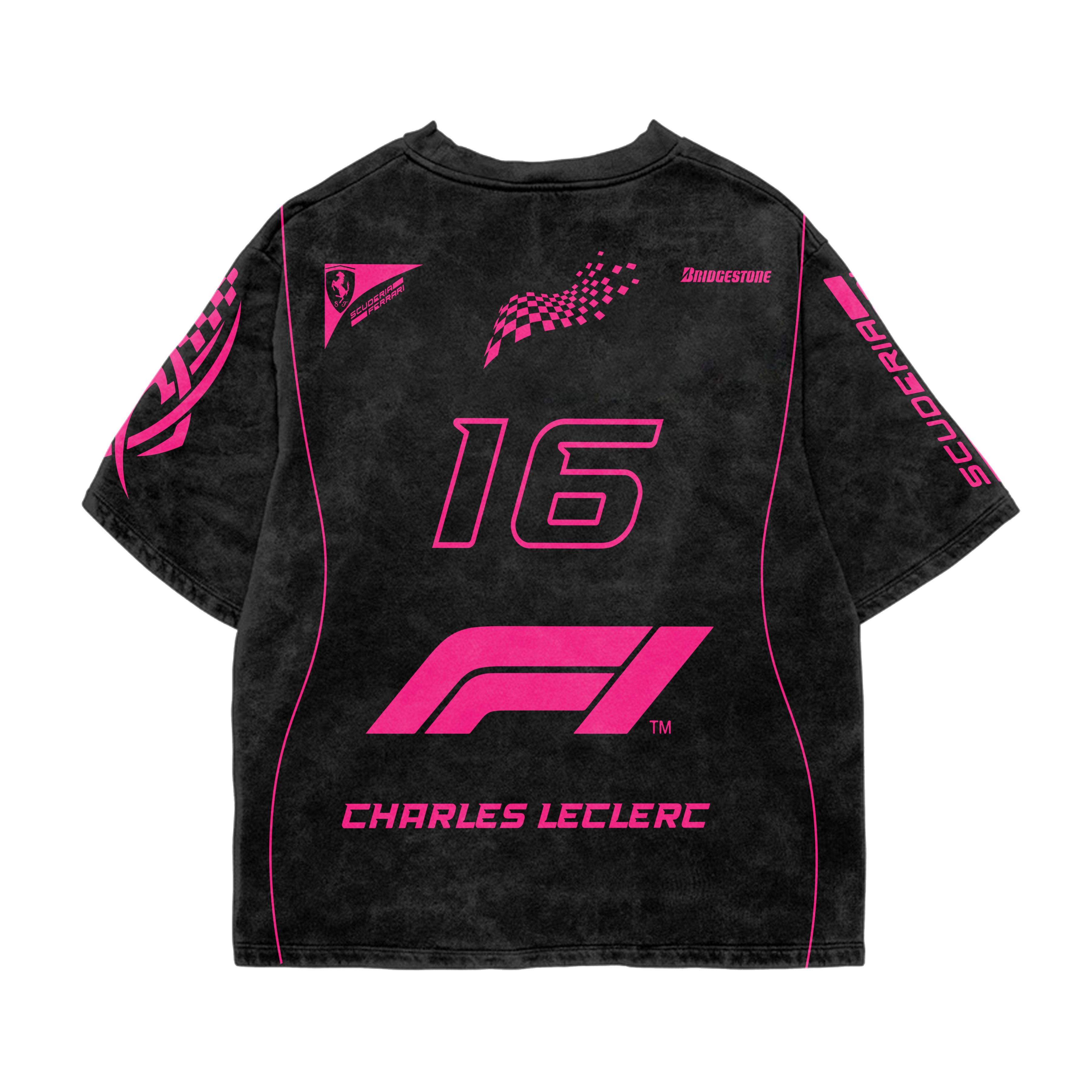 Charles Leclerc F1 Acid Wash Tee | Racing Streetwear – Our Karma