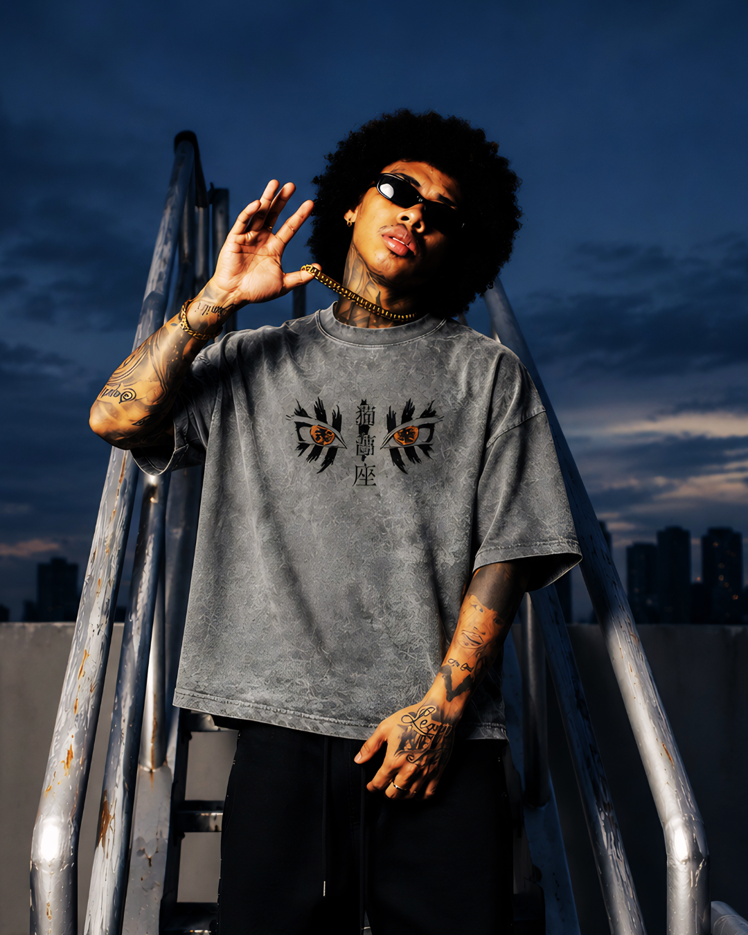 anime graphic tee baggy sweatpants dark streetwear outfit India OUR KARMA