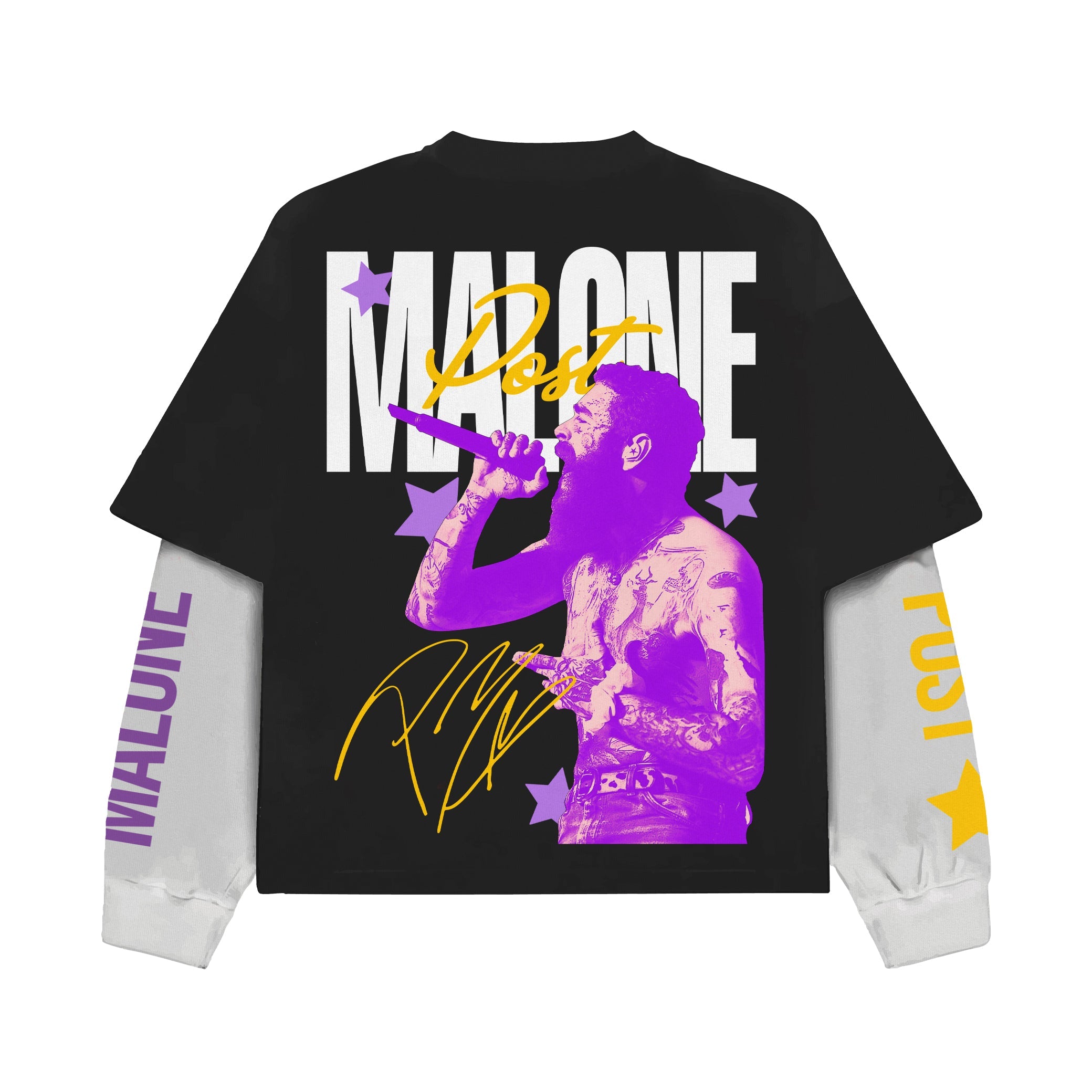 STARBURST MALONE oversized long sleeve tee front view - Our Karma premium streetwear