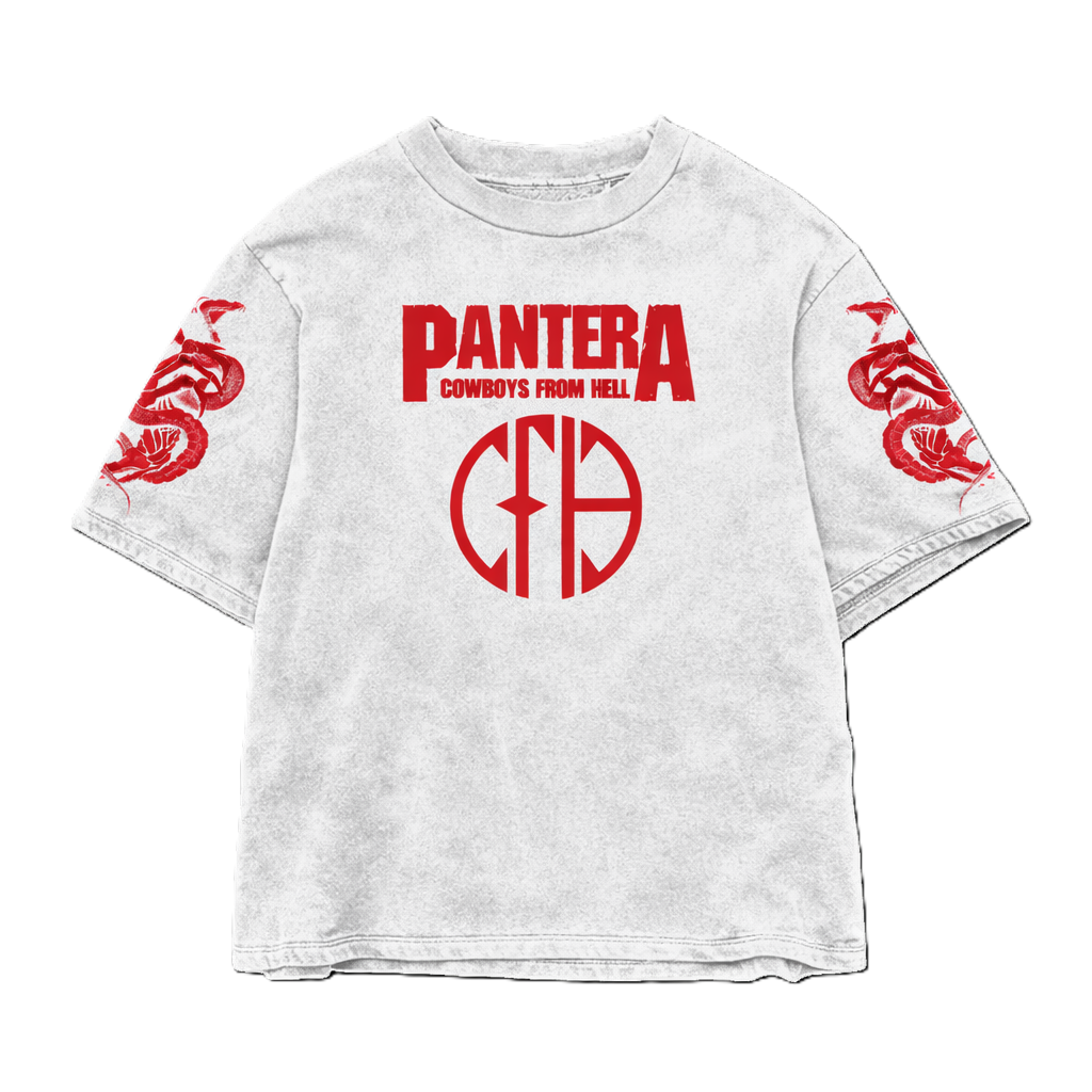 White Pantera Acid Wash Oversized Tee OUR KARMA
