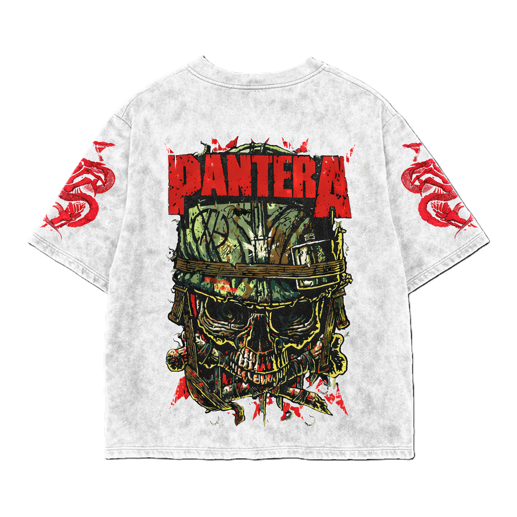 White Pantera Acid Wash Oversized Tee OUR KARMA