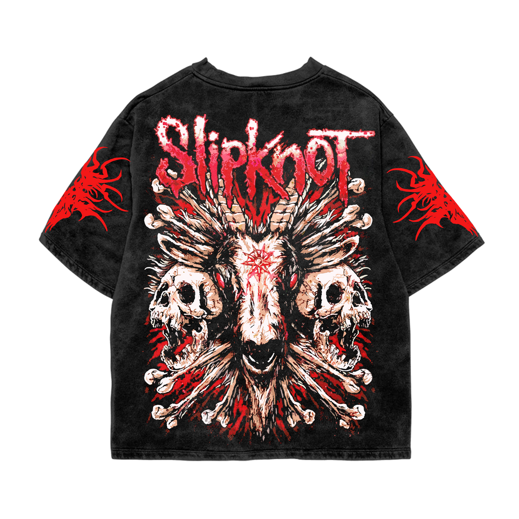 White Ritual Slipknot Acid Wash Oversized Tee OUR KARMA
