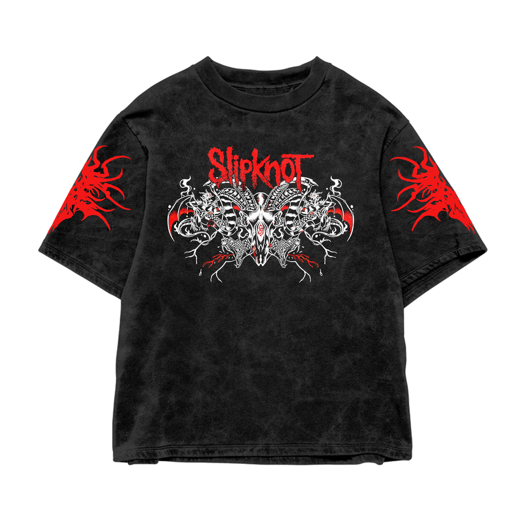 White Ritual Slipknot Acid Wash Oversized Tee OUR KARMA