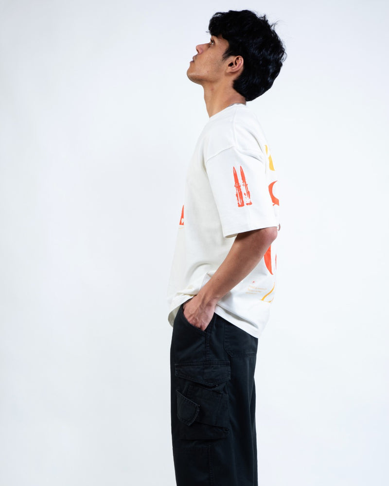 DAMNED LEAGACY OFF WHITE OVERSIZED TEE