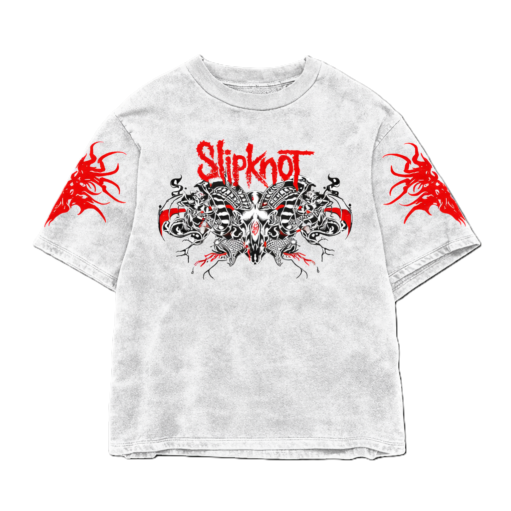 White Ritual Slipknot Acid Wash Oversized Tee OUR KARMA
