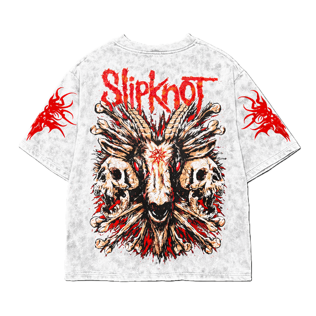 White Ritual Slipknot Acid Wash Oversized Tee OUR KARMA