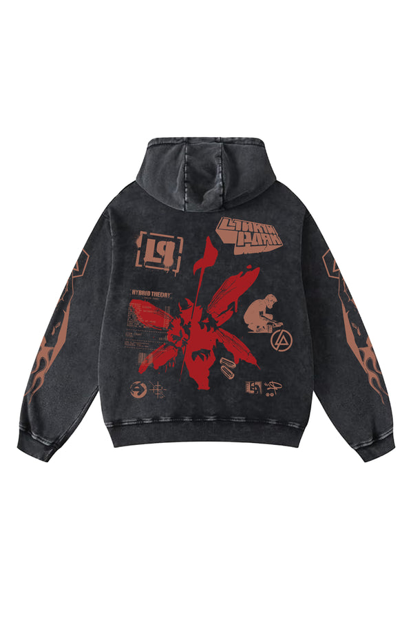 Linkin Acid Wash Oversized Hoodie