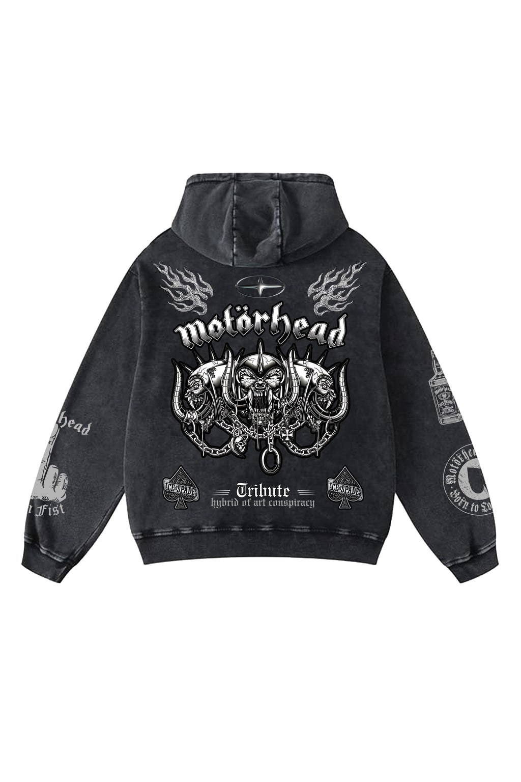 Motorhead Acid Wash Oversized Hoodie