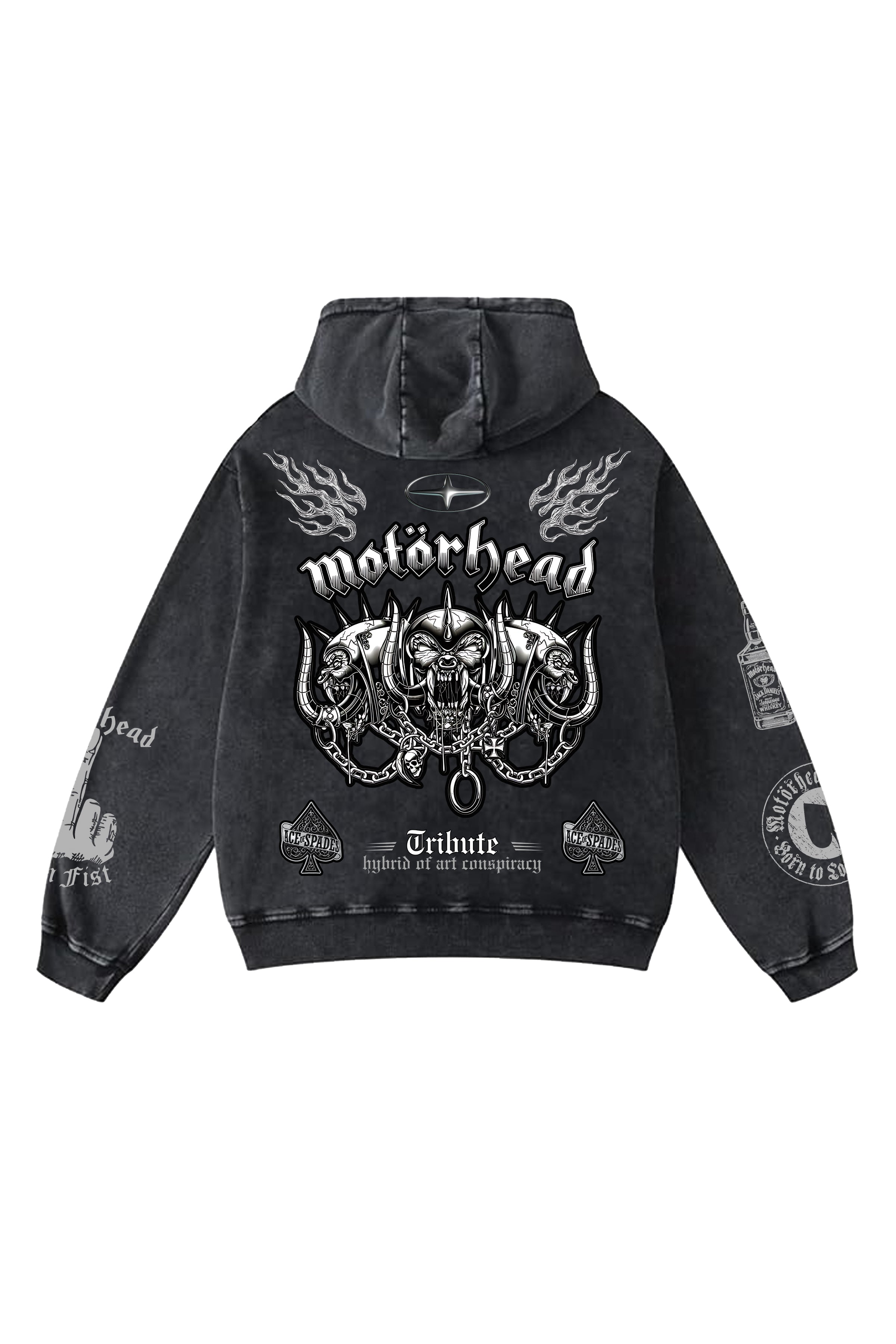 Motorhead Acid Wash Oversized Hoodie