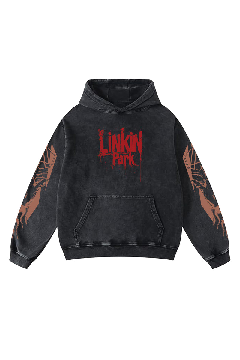 Linkin Acid Wash Oversized Hoodie
