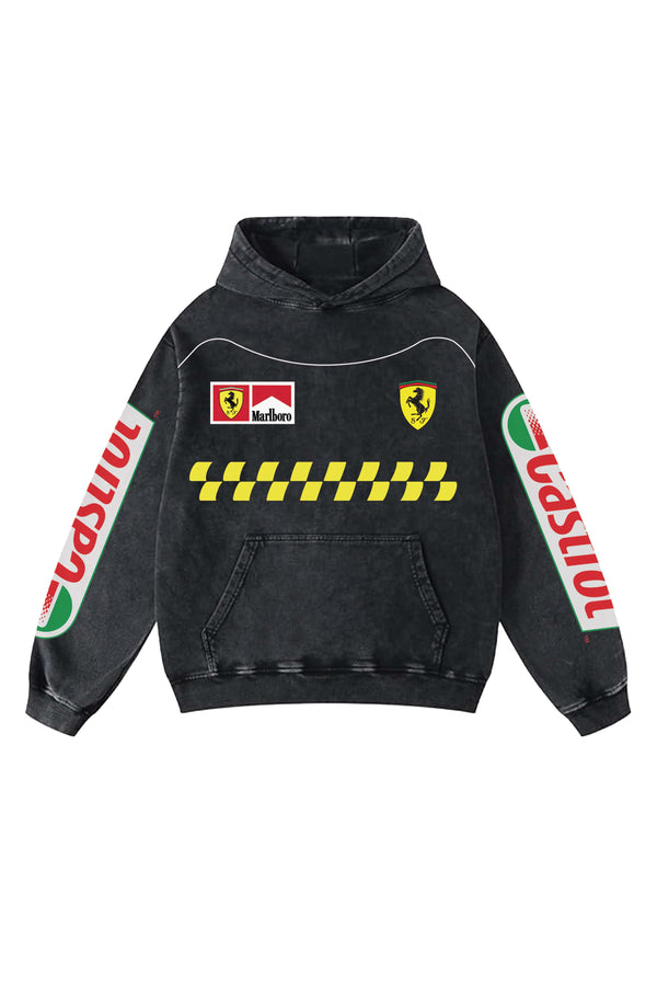 Ferrari Acid Wash Oversized Hoodie