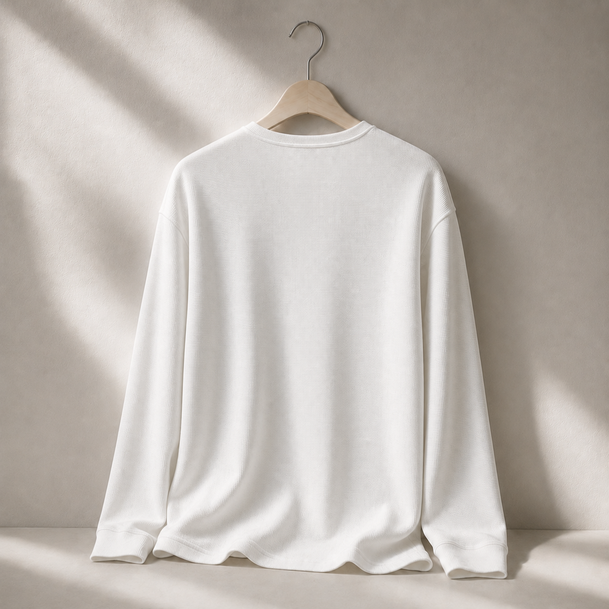 Relaxed Waffle Henley — Long Sleeve