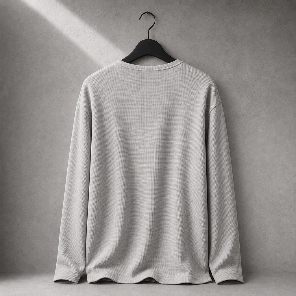 Relaxed Waffle Henley — Long Sleeve