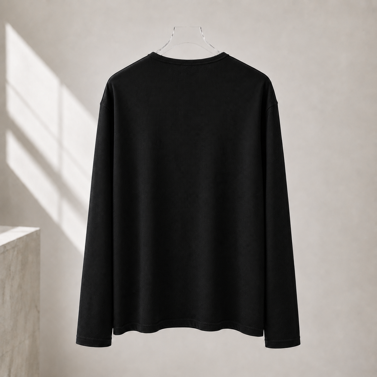 Relaxed Waffle Henley — Long Sleeve