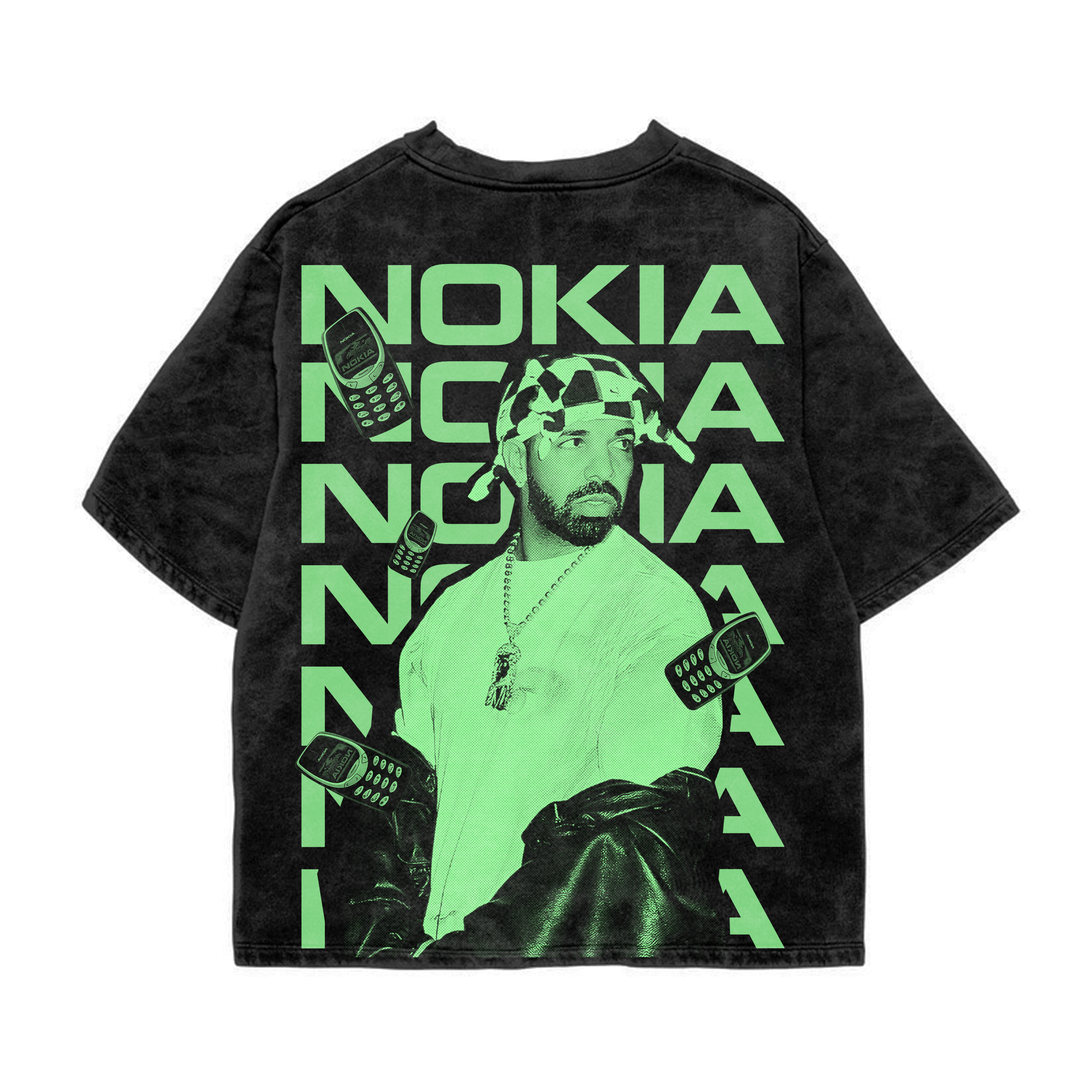 Drake Nokia Acid Wash Oversized Tee