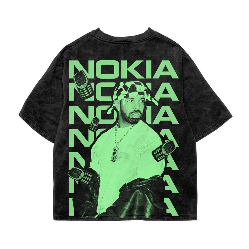 Drake Nokia Acid Wash Oversized Tee