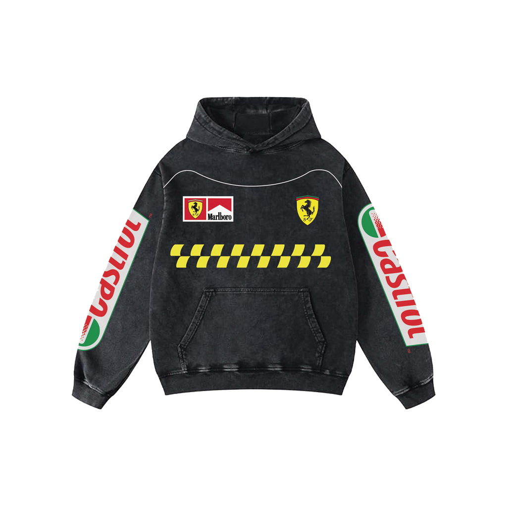 Ferrari Acid Wash Oversized Hoodie