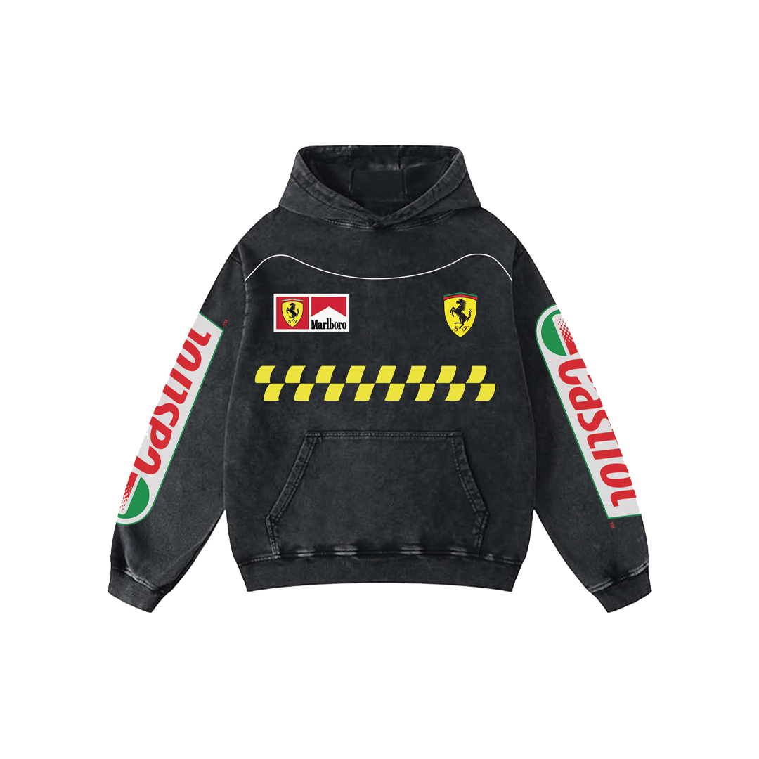 Ferrari Acid Wash Oversized Hoodie